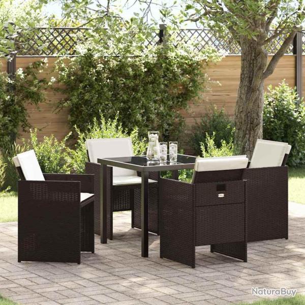 Ensemble de salle � manger pour jardin 5 pcs Marron polyrotin