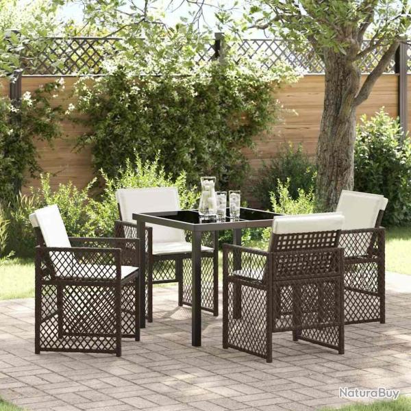 Ensemble de salle � manger pour jardin 5 pcs Marron polyrotin