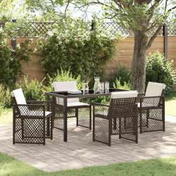 Ensemble de salle &agrave; manger pour jardin 5 pcs Marron polyrotin