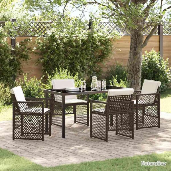 Ensemble de salle � manger pour jardin 5 pcs Marron polyrotin