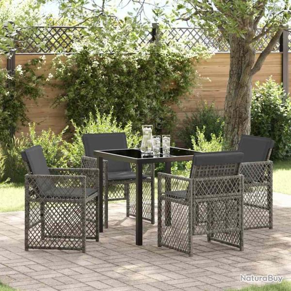 Ensemble de salle � manger pour jardin 5 pcs Gris polyrotin