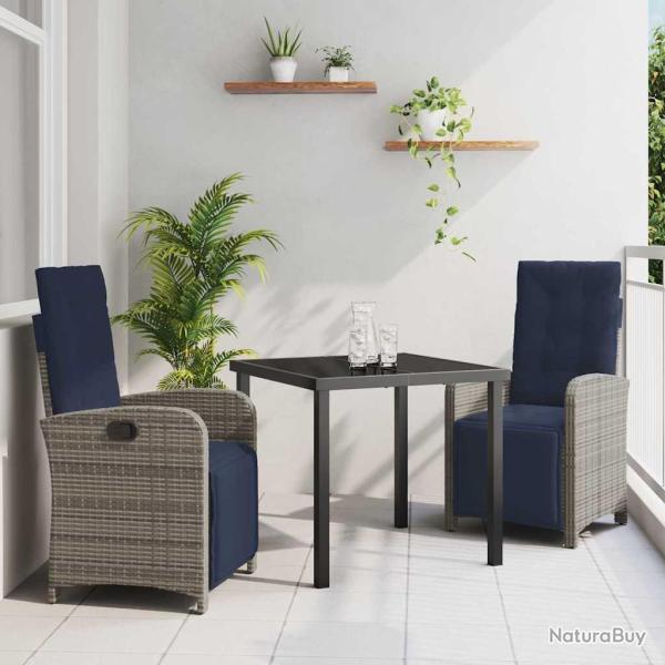 Ensemble de salle � manger pour jardin 3 pcs Gris polyrotin