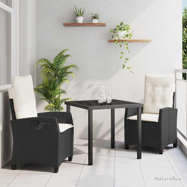 Ensemble de salle � manger pour jardin 3 pcs Noir polyrotin