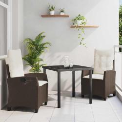 Ensemble de salle &agrave; manger pour jardin 3 pcs Marron polyrotin