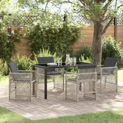Ensemble de salle &agrave; manger pour jardin 5 pcs Gris clair