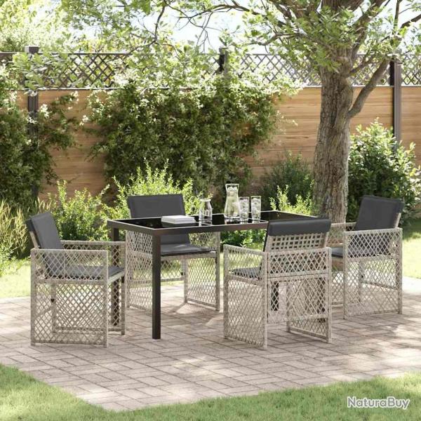 Ensemble de salle � manger pour jardin 5 pcs Gris clair