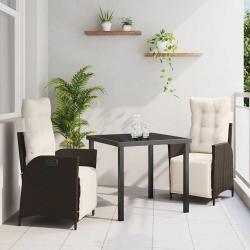 Ensemble de salle &agrave; manger pour jardin 3 pcs Marron polyrotin