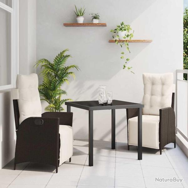 Ensemble de salle � manger pour jardin 3 pcs Marron polyrotin