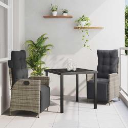 Ensemble de salle &agrave; manger pour jardin 3 pcs Gris polyrotin