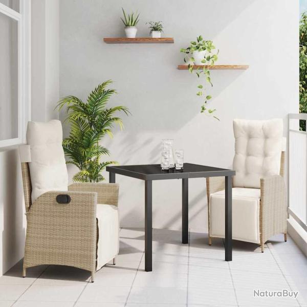 Ensemble de salle � manger pour jardin 3 pcs Beige polyrotin