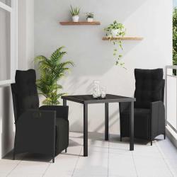 Ensemble de salle &agrave; manger pour jardin 3 pcs Noir polyrotin