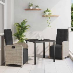 Ensemble de salle &agrave; manger pour jardin 3 pcs Gris clair