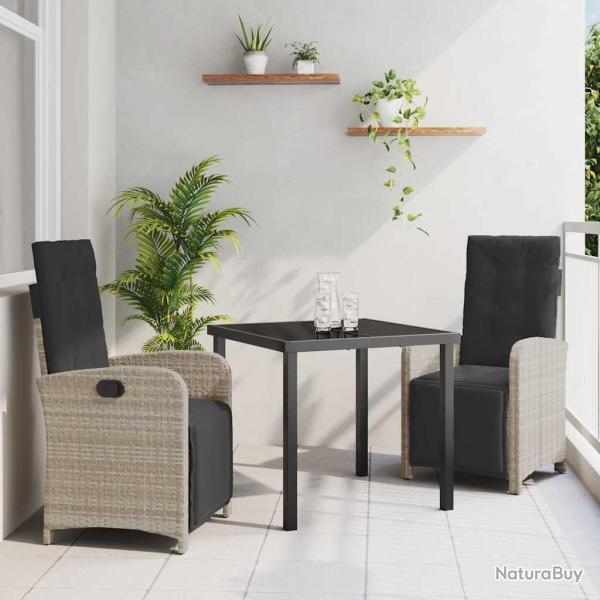 Ensemble de salle � manger pour jardin 3 pcs Gris clair