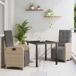 Ensemble de salle &agrave; manger pour jardin 3 pcs Beige polyrotin