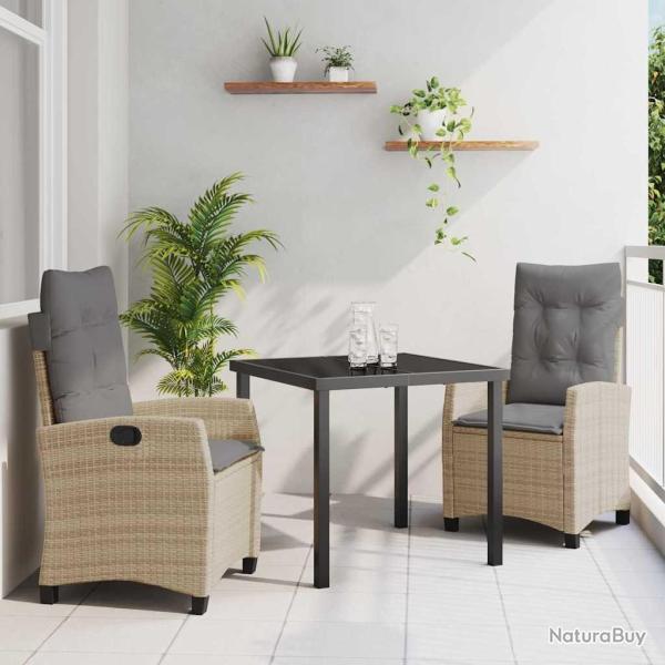 Ensemble de salle � manger pour jardin 3 pcs Beige polyrotin
