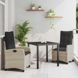 Ensemble de salle &agrave; manger pour jardin 3 pcs Gris clair
