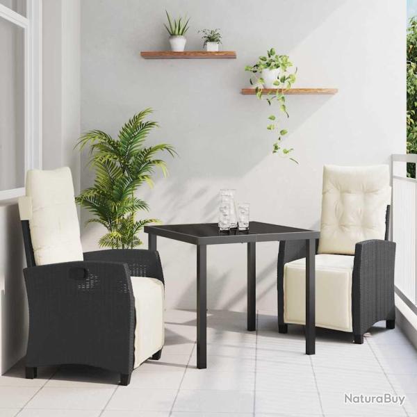 Ensemble de salle � manger pour jardin 3 pcs Noir polyrotin