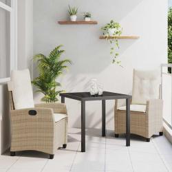 Ensemble de salle &agrave; manger pour jardin 3 pcs Beige polyrotin