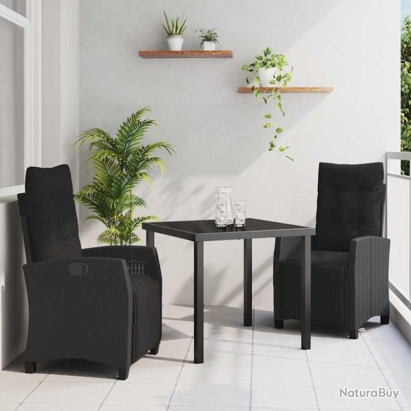 Ensemble de salle � manger pour jardin 3 pcs Noir polyrotin