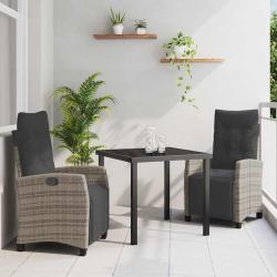 Ensemble de salle &agrave; manger pour jardin 3 pcs Gris polyrotin