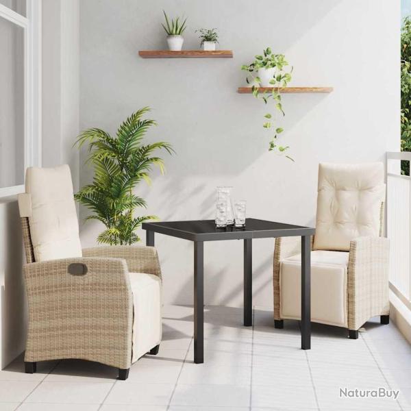 Ensemble de salle � manger pour jardin 3 pcs Beige polyrotin