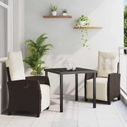Ensemble de salle &agrave; manger pour jardin 3 pcs Marron polyrotin