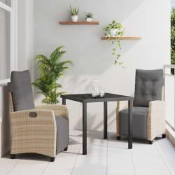 Ensemble de salle &agrave; manger pour jardin 3 pcs Beige polyrotin