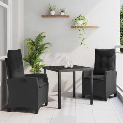 Ensemble de salle &agrave; manger pour jardin 3 pcs Noir polyrotin