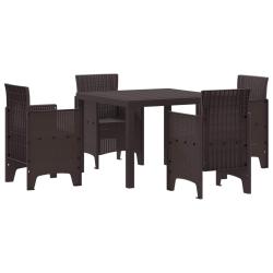 Ensemble de salle &agrave; manger pour jardin 5 pcs Marron