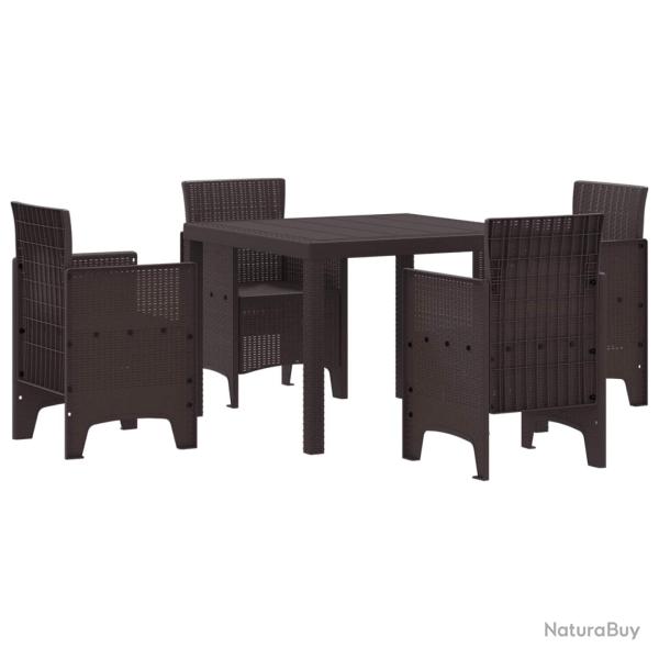 Ensemble de salle � manger pour jardin 5 pcs Marron