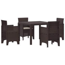Ensemble de salle &agrave; manger pour jardin 5 pcs Marron