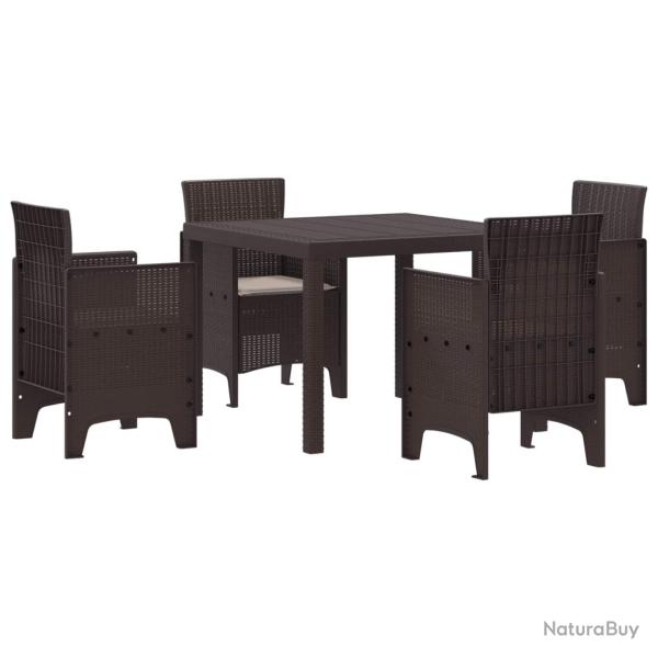 Ensemble de salle � manger pour jardin 5 pcs Marron