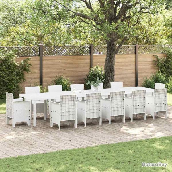 Table de Jardin Blanc 400 x 100 x 73 cm polyrotin