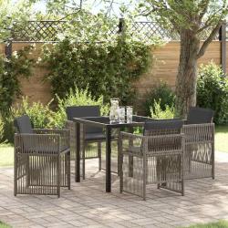 Ensemble de salle &agrave; manger pour jardin 5 pcs Gris