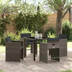 Ensemble de salle &agrave; manger pour jardin 5 pcs Gris polyrotin
