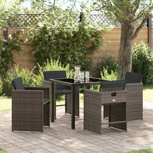 Ensemble de salle � manger pour jardin 5 pcs Gris polyrotin