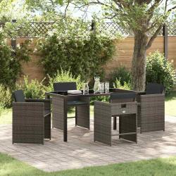 Ensemble de salle &agrave; manger pour jardin 5 pcs Gris polyrotin