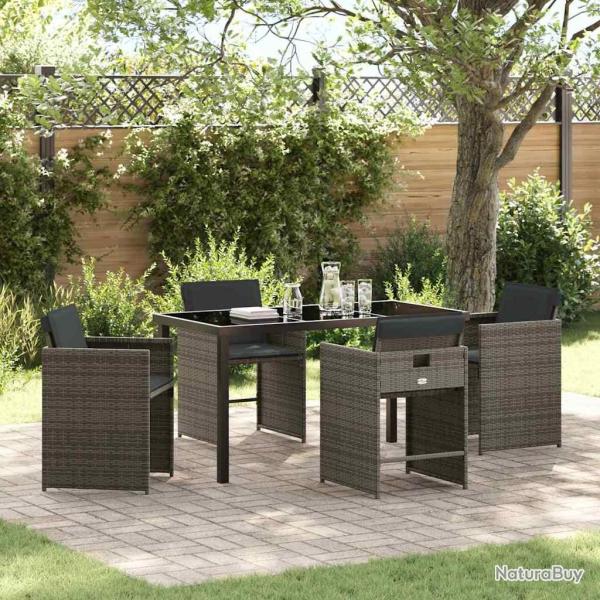 Ensemble de salle � manger pour jardin 5 pcs Gris polyrotin