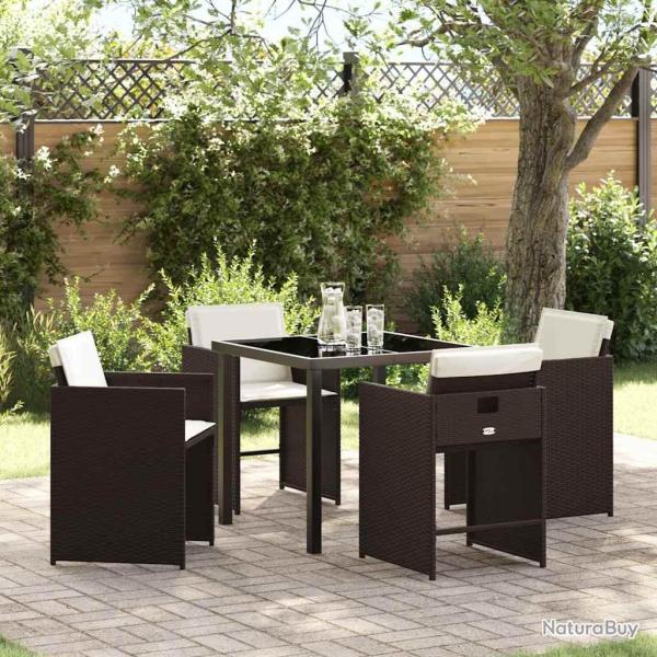 Ensemble de salle � manger pour jardin 5 pcs Marron polyrotin