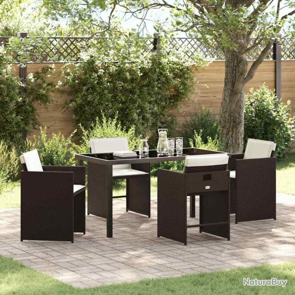 Ensemble de salle � manger pour jardin 5 pcs Marron polyrotin