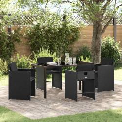 Ensemble de salle &agrave; manger pour jardin 5 pcs Noir polyrotin