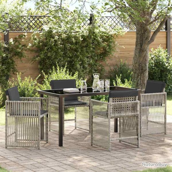 Ensemble de salle � manger pour jardin 5 pcs Gris clair