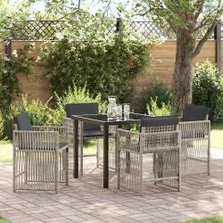 Ensemble de salle &agrave; manger pour jardin 5 pcs Gris clair