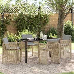 Ensemble de salle &agrave; manger pour jardin 5 pcs Beige