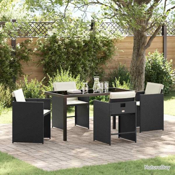 Ensemble de salle � manger pour jardin 5 pcs Noir polyrotin