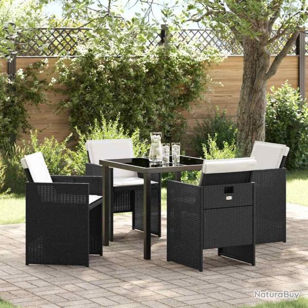 Ensemble de salle � manger pour jardin 5 pcs Noir polyrotin