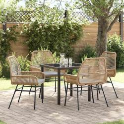 Ensemble de salle &agrave; manger pour jardin 5 pcs Marron polyrotin