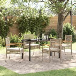 Ensemble de salle &agrave; manger pour jardin 5 pcs Beige et Noir