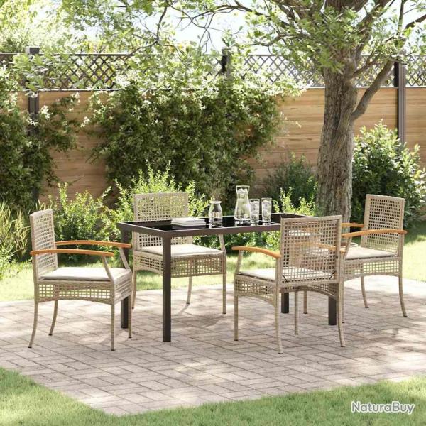 Ensemble de salle � manger pour jardin 5 pcs Beige et Noir