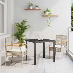 Ensemble de salle &agrave; manger pour jardin 3 pcs Beige et Noir